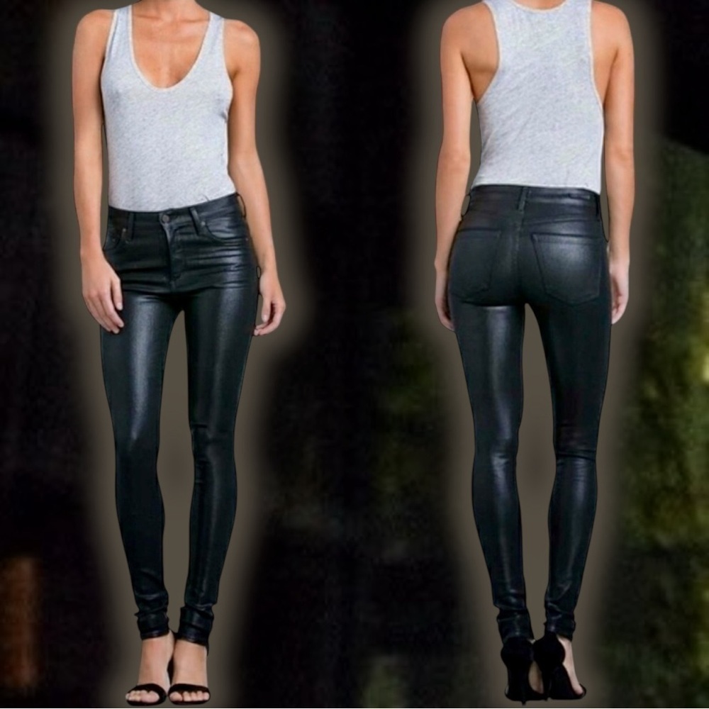 Citizens of Humanity ‘Rocket’ Slick High-Rise Skinny Jean in Coated Black Sz 28